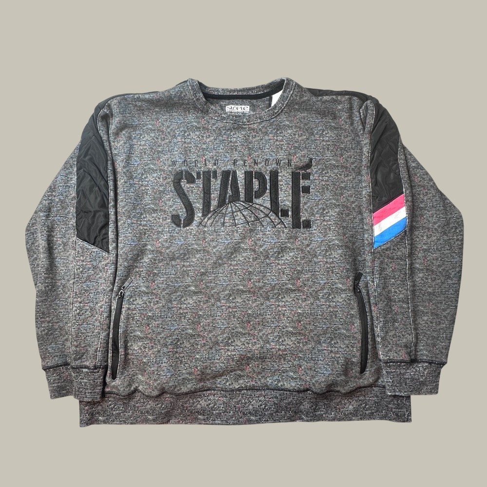 Staple Sweatshirt Mens 2XL World Renown Pigeon Gray Quilted Yoke Zip Pockets